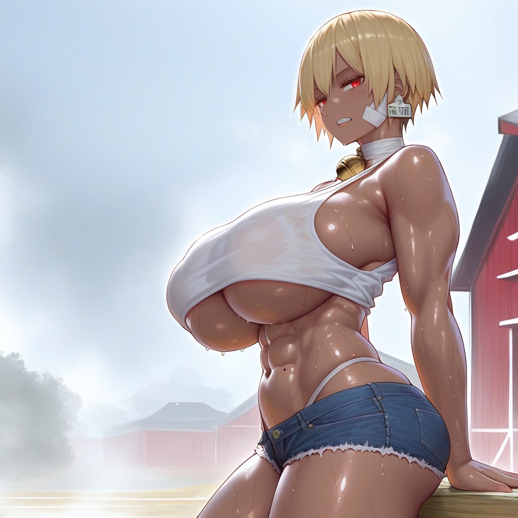 Underboob, Clenched Teeth, Very Hair Hentai IA