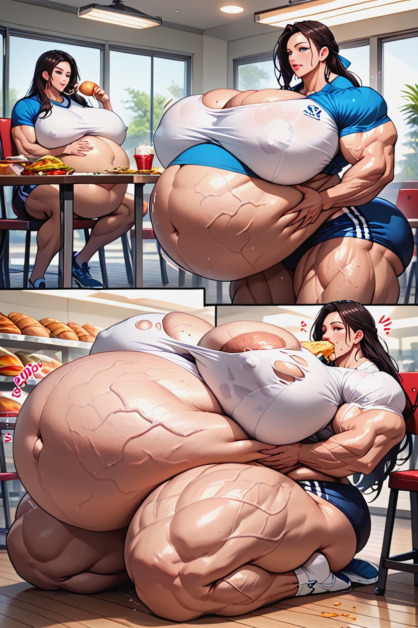 Ultra Massive Breasts, Stuffed Belly, Kneeling Hentai AI Porn
