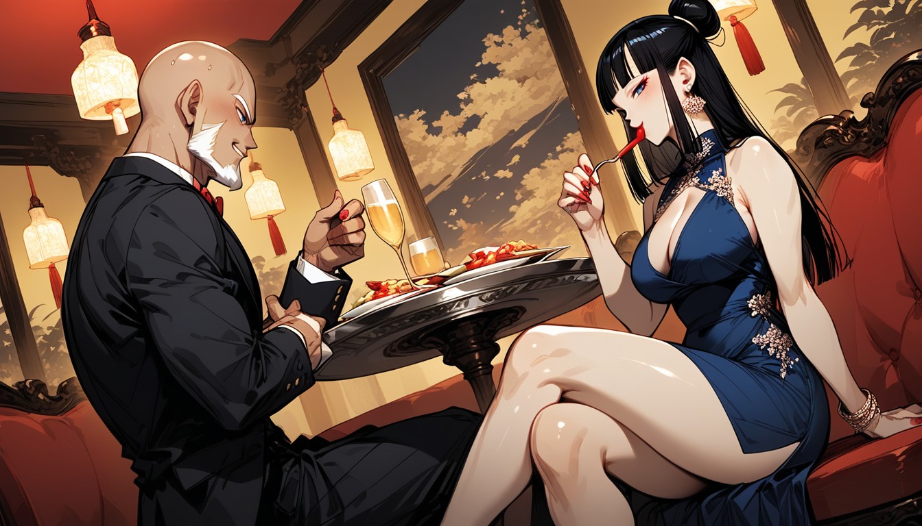 White Beard, Tanned Skin, Male Has Excessive Muscles Hentai IA