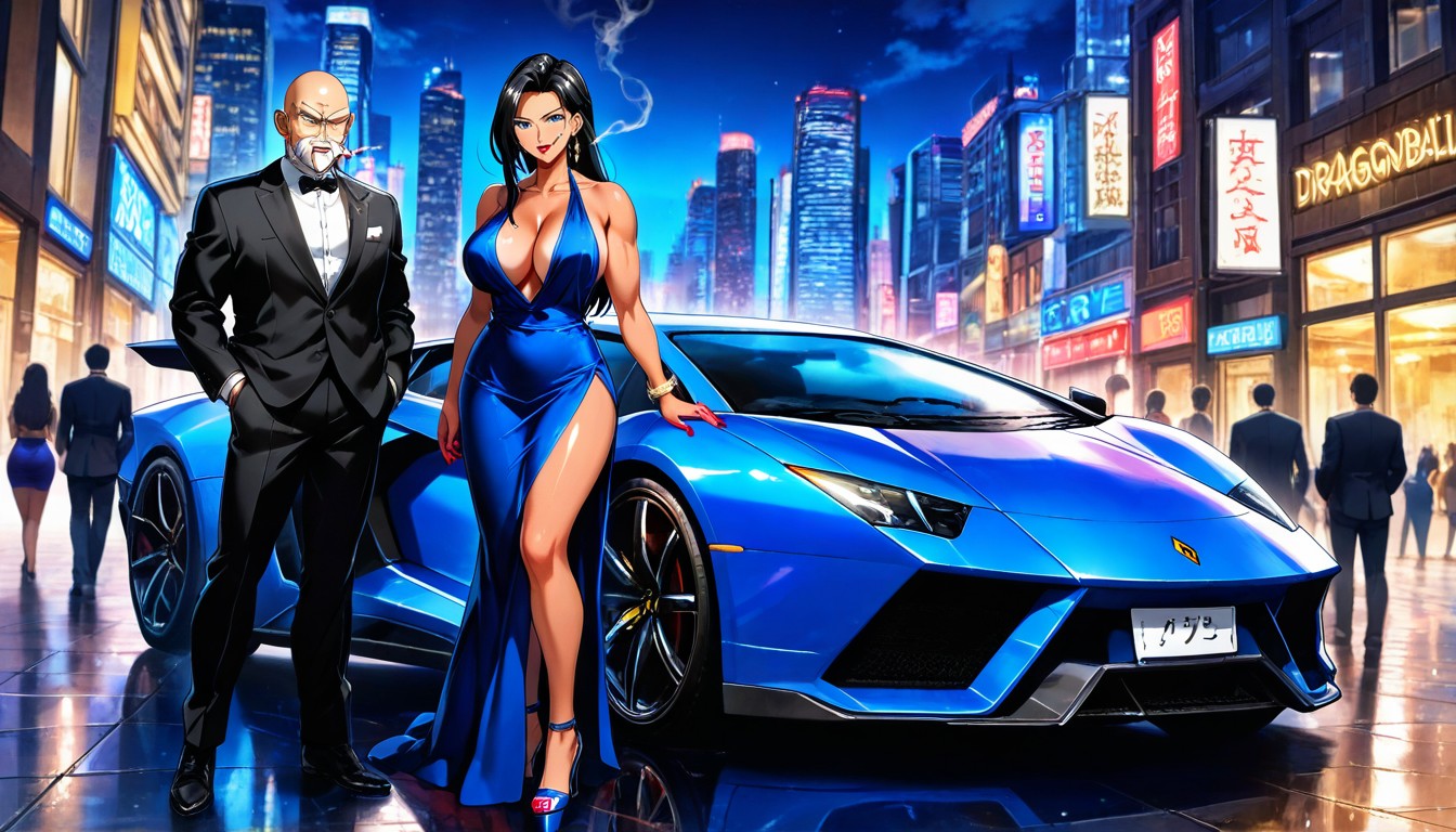 Ojos Azules, Engominado, Pelo Negro Hentai IA