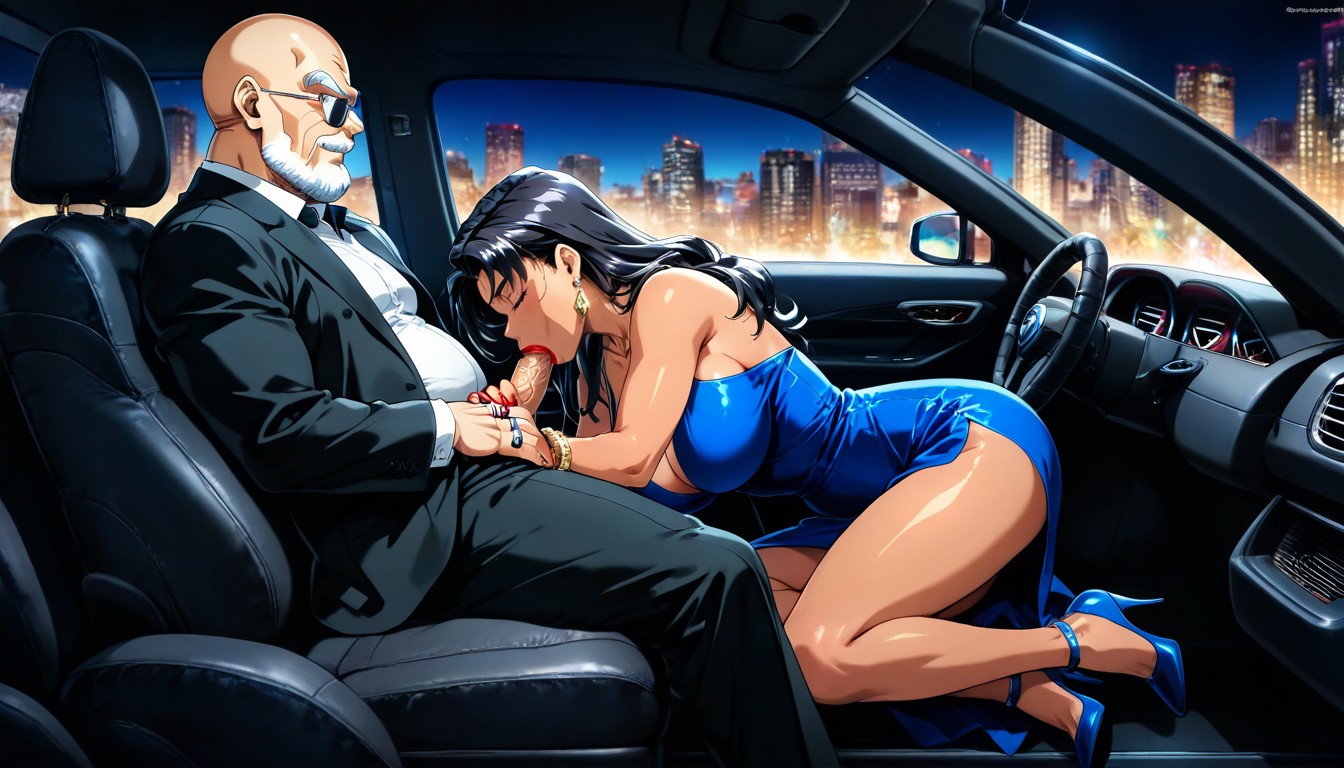 Blue Eyes, Wide Angle, Master Roshi Is Driving Looking Forward Hentai AI Porn