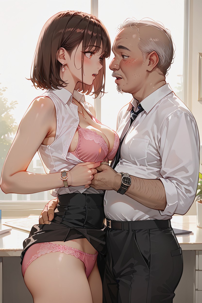 Pink Panties, He Wears Business Suit, Sad Hentai AI Porn
