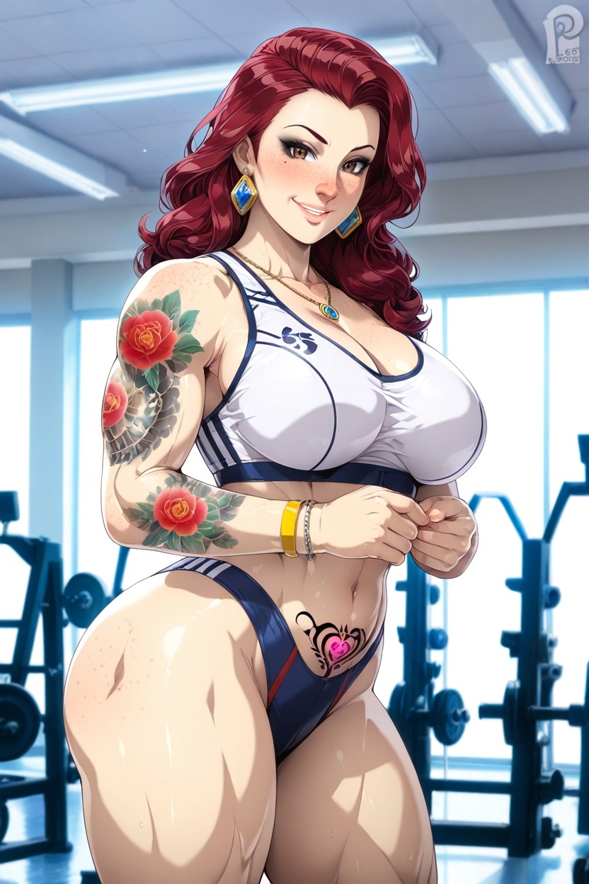 Gym, Necklace, Wide Hips Hentai IA