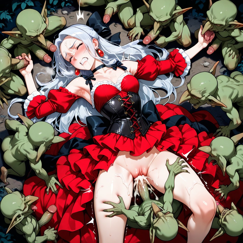 Tall Female, Goblin Navel Licking, Trembling Hentai IA