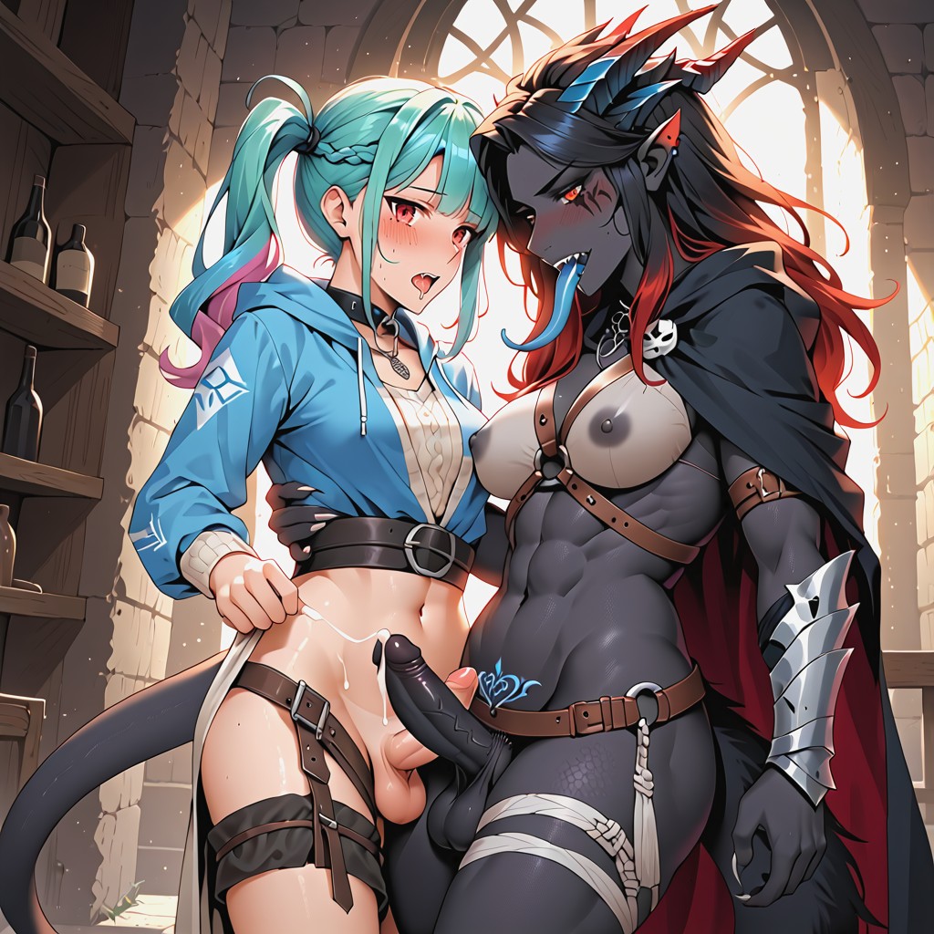 Stripping, Hellhound, Pelo Multicolor Hentai IA
