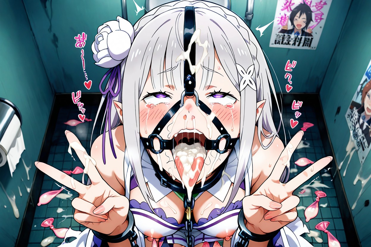 Condoms On Tits, Open Mouth, Cum On Finger Hentai IA