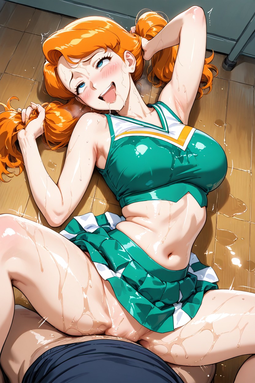 Drooling, Green Skirt, Arched Back Hentai IA