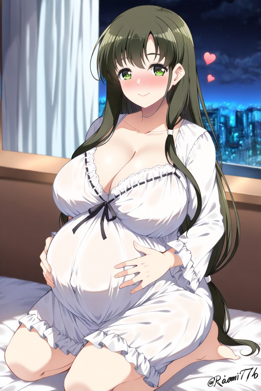 Night, On Bed, Huge Breasts Hentai IA