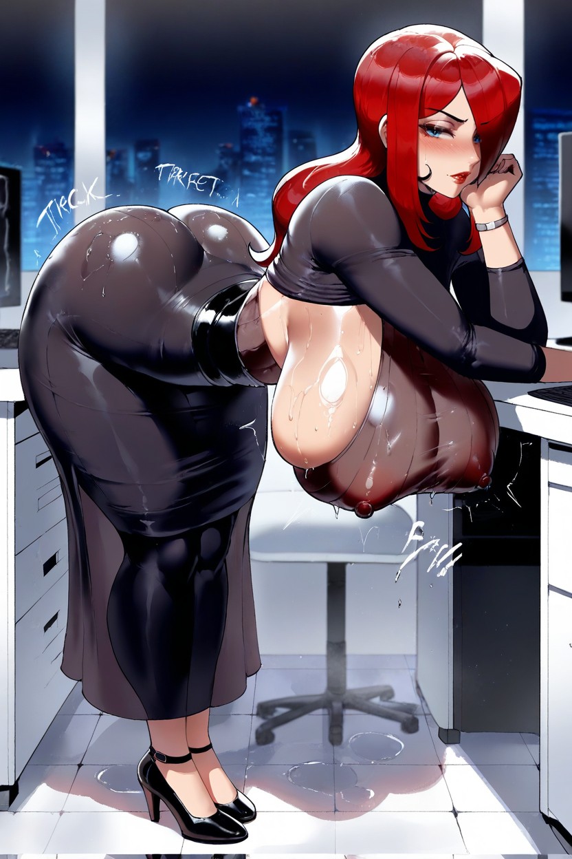 Arched Back, No Bra, See Through Dress Hentai AI Porn