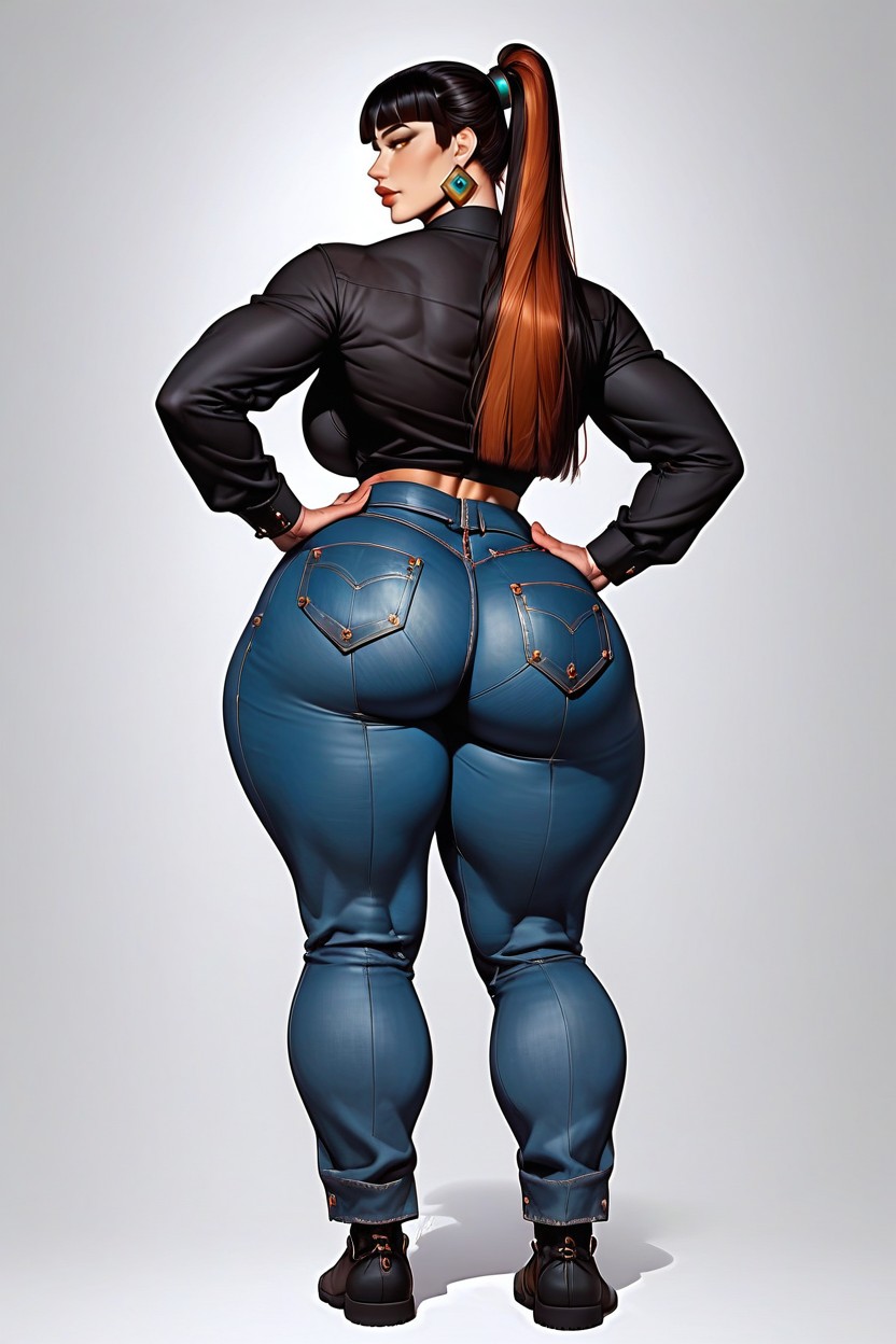 Very Tall, Extremely Large Ass, No Bangs In Hair Hentai AI Porn