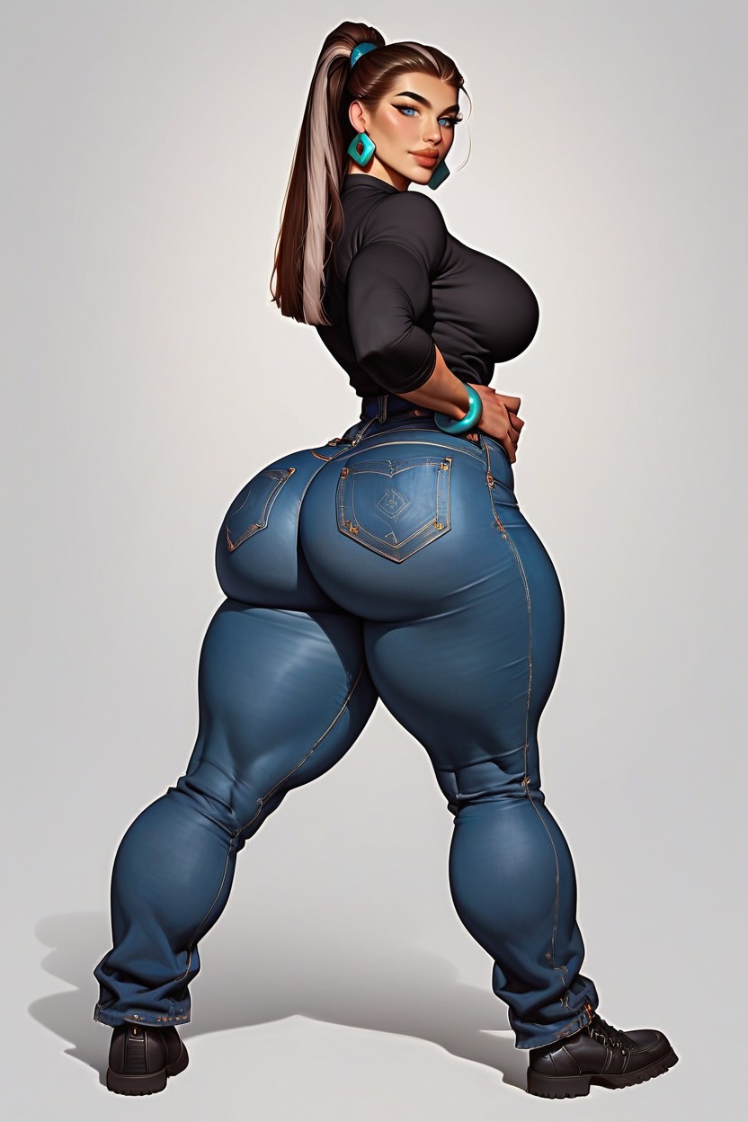 Hands On Hips, Ultra Long Hair, Extremely Large Ass Hentai AI Porn