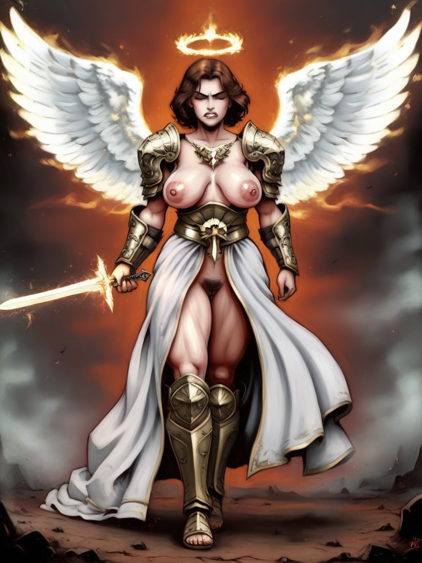 Angel Wings, Transparent Dress, Blue Eyes Hentai AI Porn