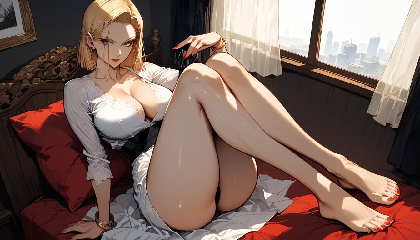 Perfect Fit Body, Doing Her Make-up, Blonde Hair Hentai AI Porn