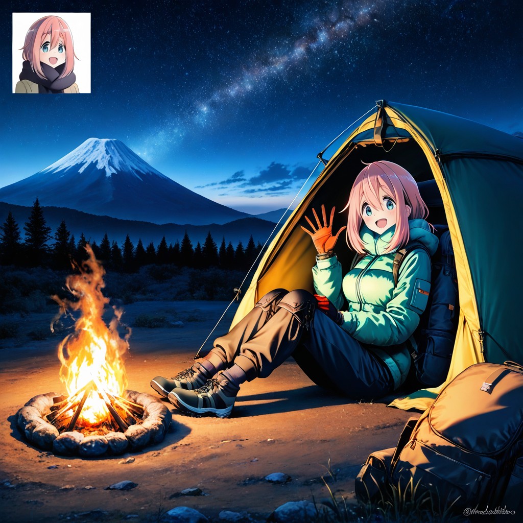 Hiking Gloves, Smiling Cheerfully, Bonfire Hentai IA