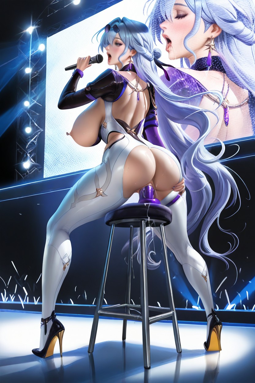 Creampie, High Resolution, Dildo On Stool Thrusts In Vagina Hentai AI Porn