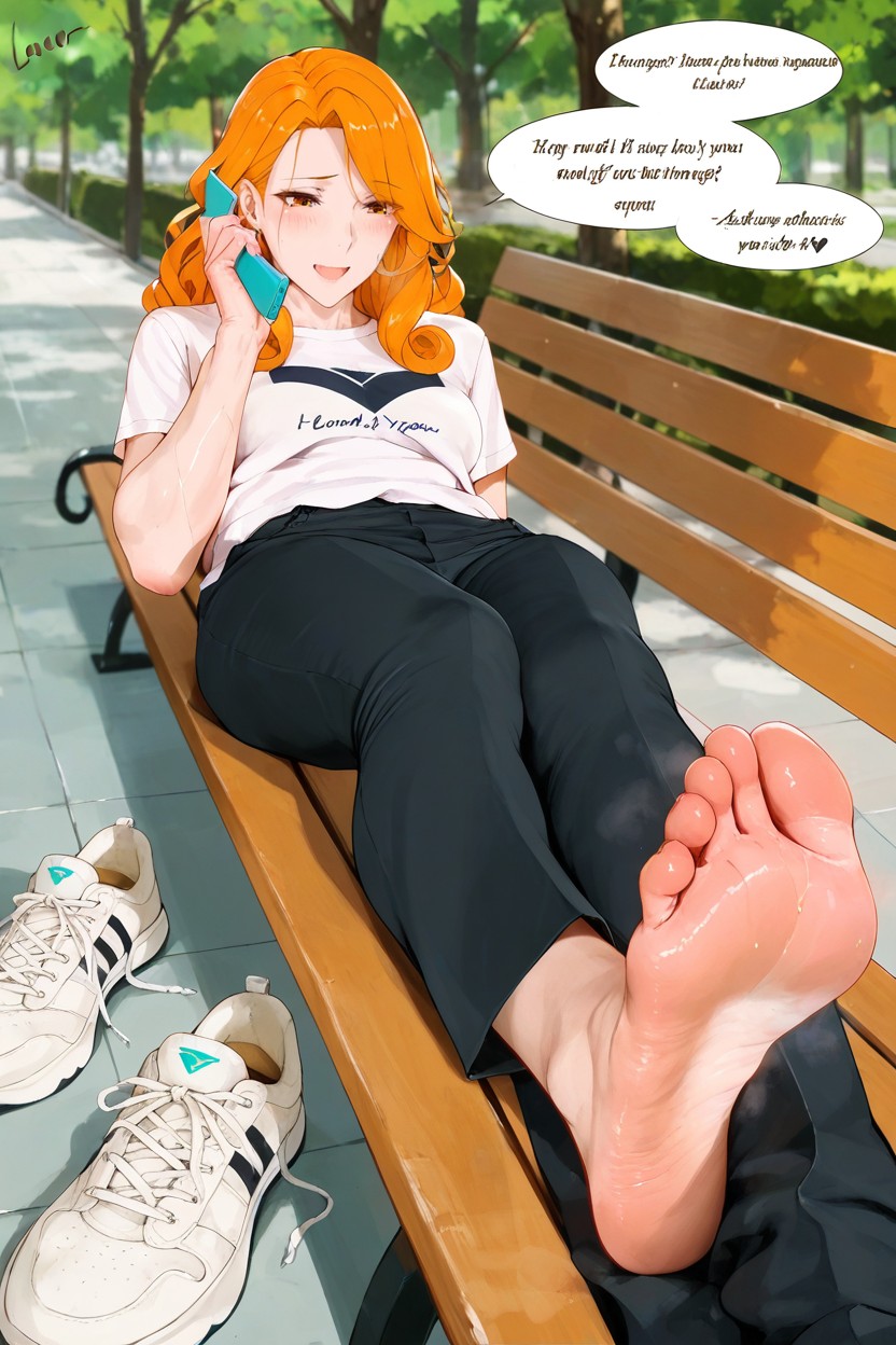Noon, Barefoot, Sneakers On The Ground Porno IA Hentai