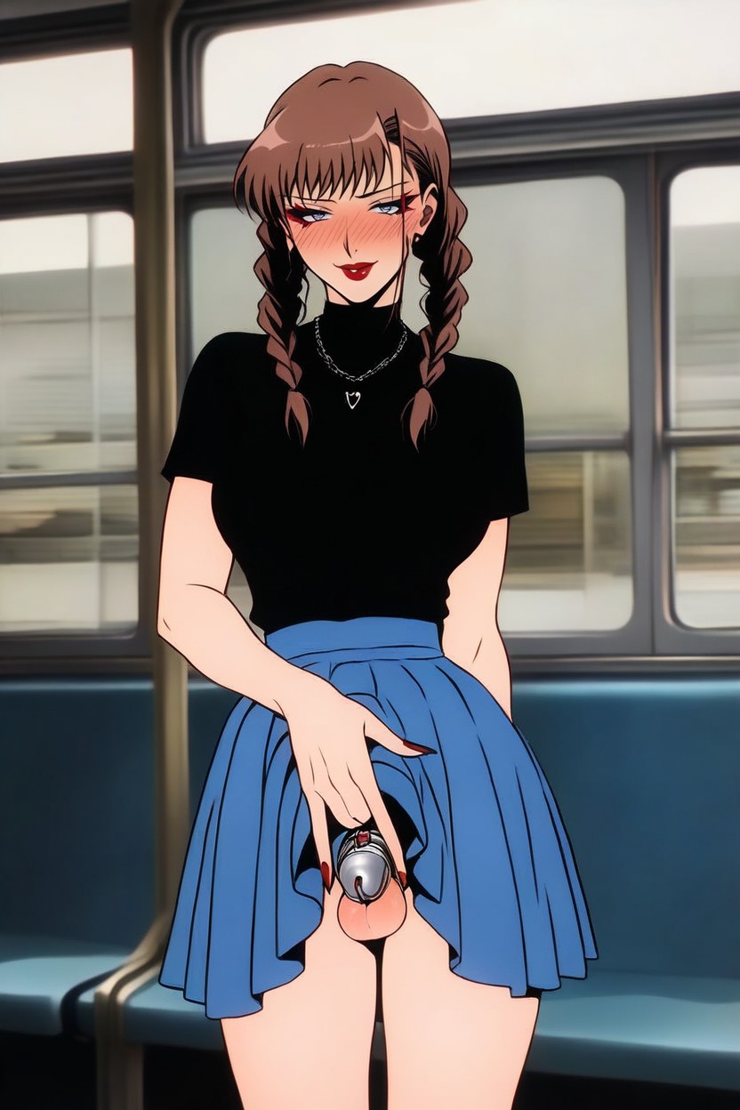 Under Skirt, Solo, Brown Hair AI黄漫