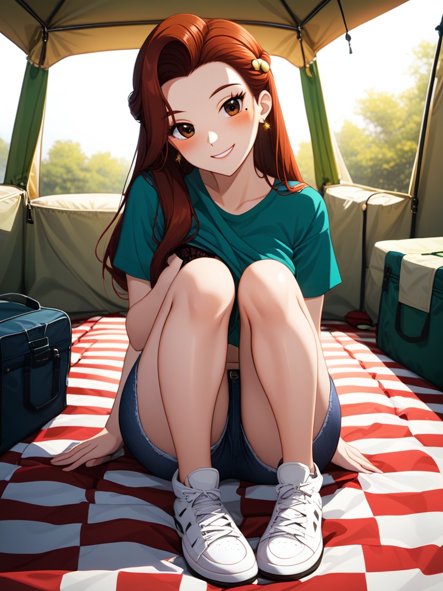 Looking At Viewer, Anime Style, Tan Earring Beads Porno IA Hentai