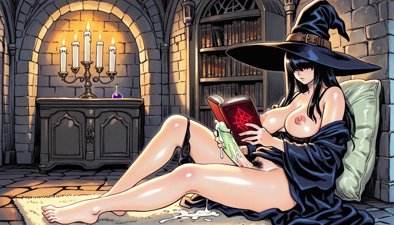 White Cum, Black Witch's Robes, Bored 헨타이 AI 포르노