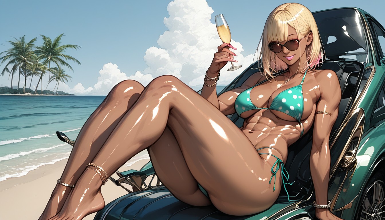 Normal Weight, Smiling, Oiled Skin AI黃漫