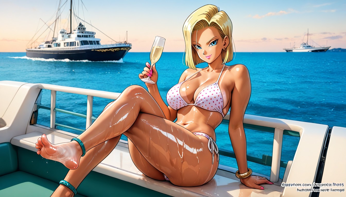 Android And Bulma, ヨット, ブロンドの髪 ヘンタイAIポルノ