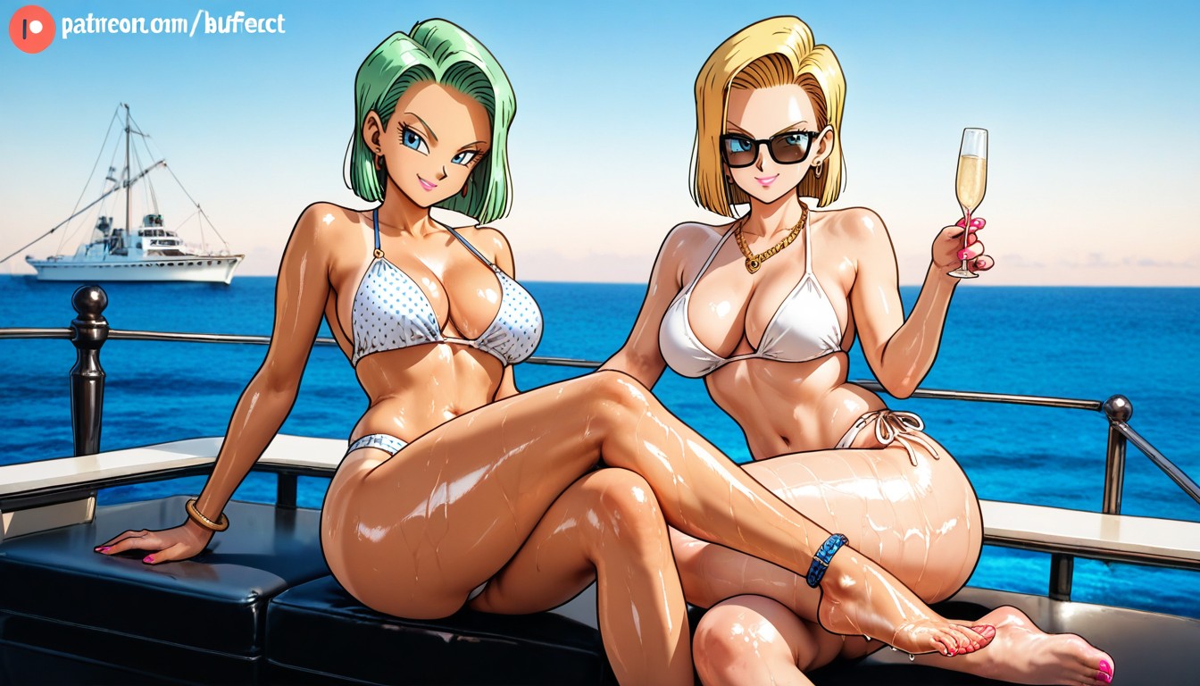 Smiling, Blach Polka Dot Bikini, Tanned Skin ヘンタイAIポルノ