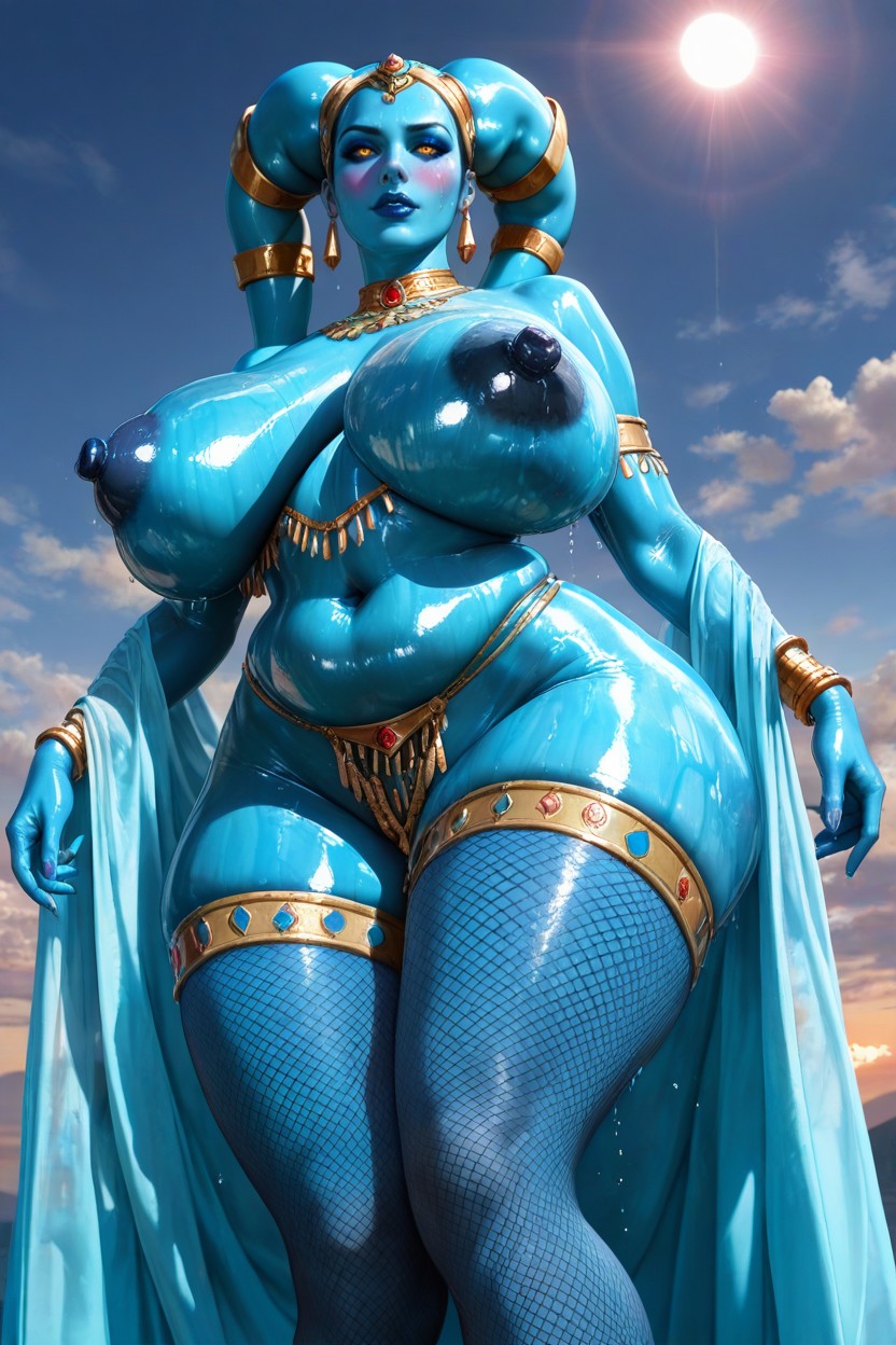 Dark Blue Nipples, Rear View, Visible Hips Porno IA Hentai