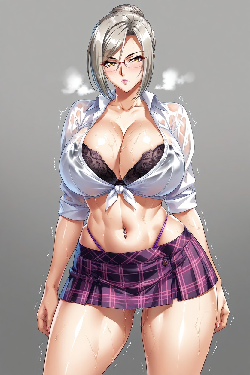 Trembling, Kagami Hirotaka Art Style, Muscular Hentai AI Porn