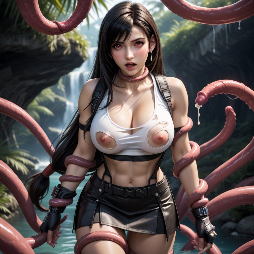 Tentacles Come From The Ocean, Tentacles Choker On Her Throat, Tentacles Squeeze Her Breasts Hentai IA
