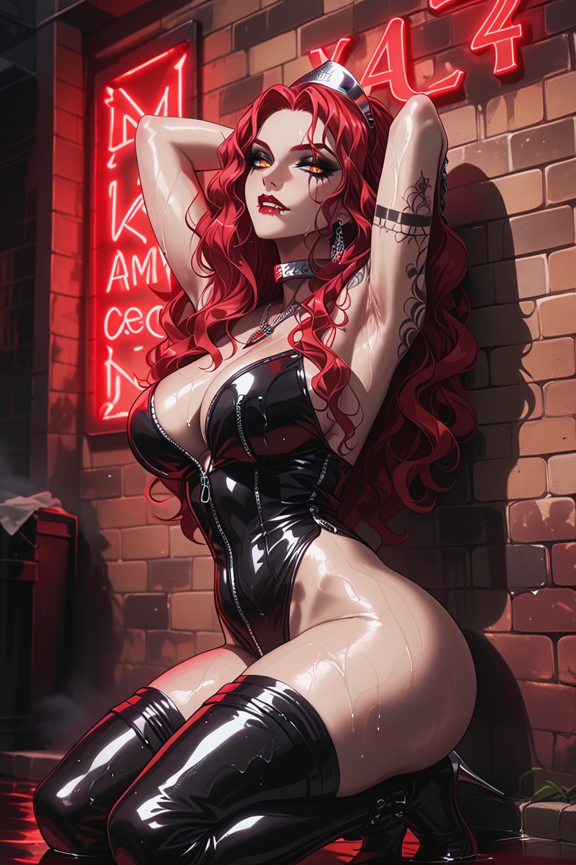 Morderse El Labio, Mouth Slightly Open, Lenore Vampire Woman Hentai IA