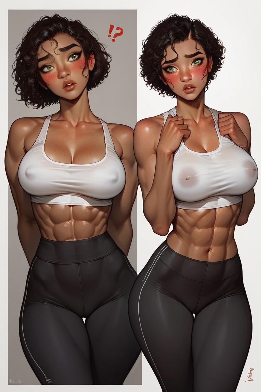 Beautiful Face, Beautiful, Extremwly Wide Hips Showing Space Between Muscular Thighsgap Hentai IA