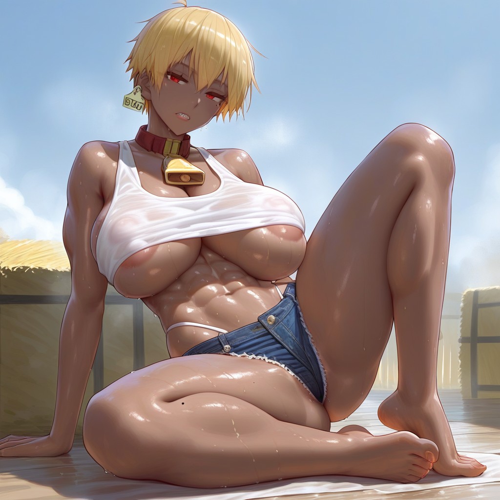Ferme, Underboob, Visage Fatigué Porno IA Hentai