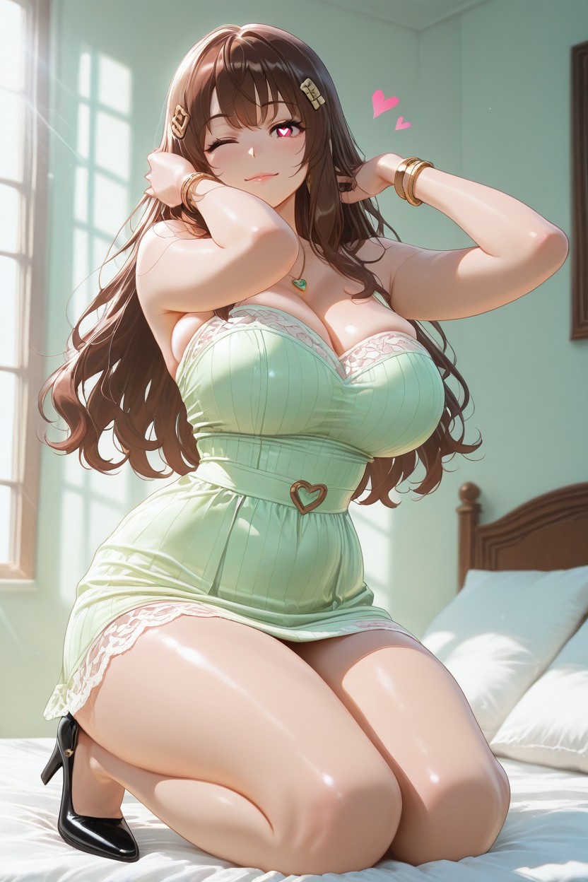 Upright Kneeling Pose, Slightly Chubby, Gentle And Cheerful Expression Hentai IA