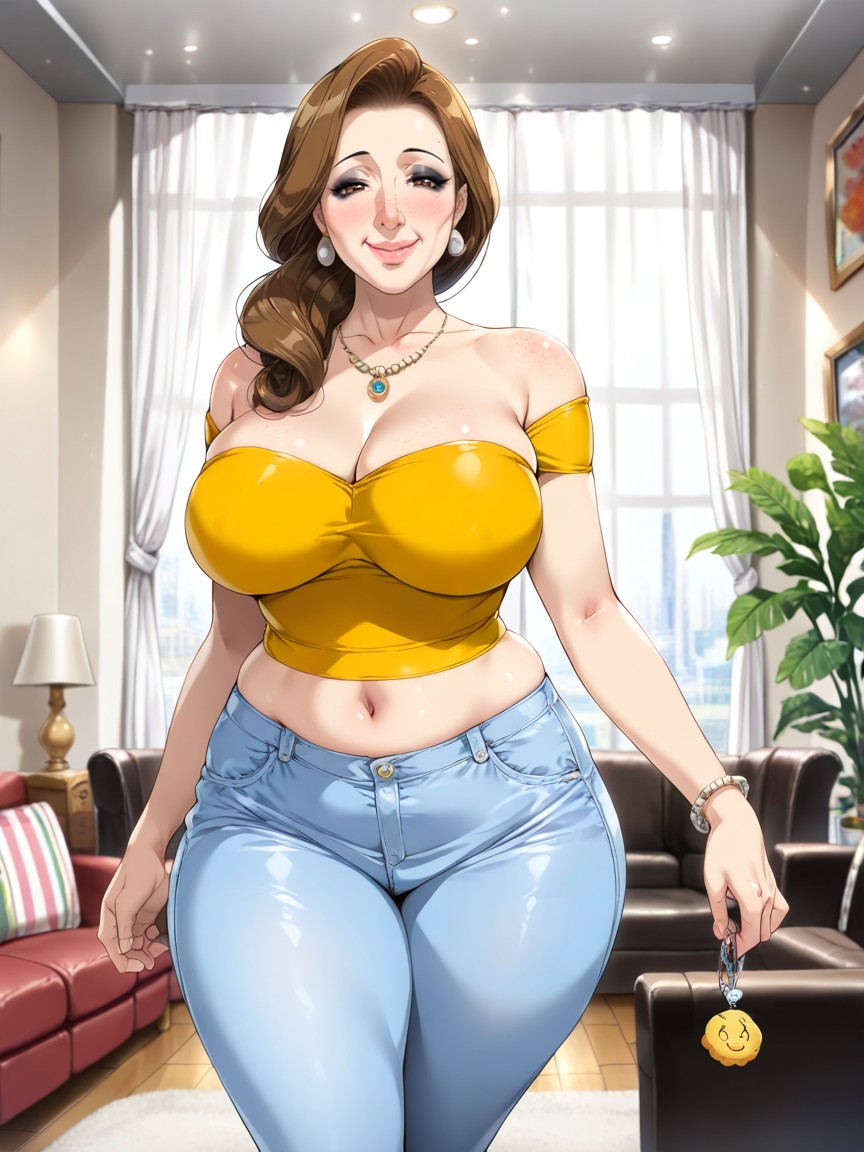 Standing, Prominent Hip Bones, Intricate Detail Hentai IA
