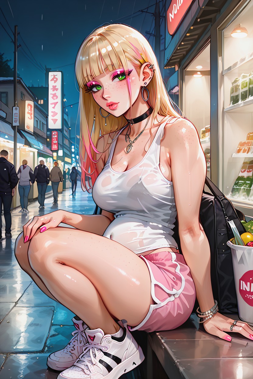 Woman In Foreground, Volumetric, Full Lips Hentai AI Porn