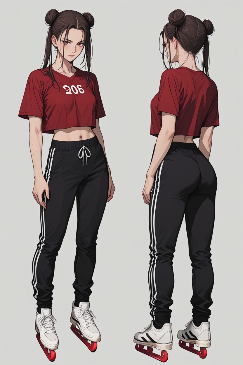And A Few Freckles, Small Breasts, A Cropped T-shirt Hentai AI Porn