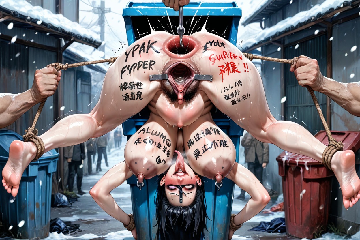 Massive Sagging Pendulous Breasts, Massive Genitalia, Outdoors Hentai AI Porn