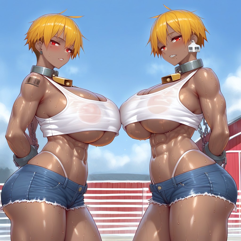 Curvy Figure, Barcode On Body, Sweating A Lot Hentai AI Porn