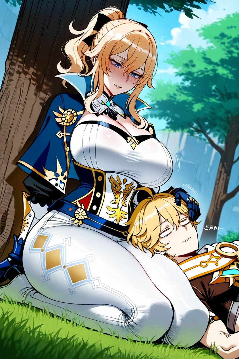 Huge Breasts, Lap Pillow, Gentle Smile Hentai AI Porn