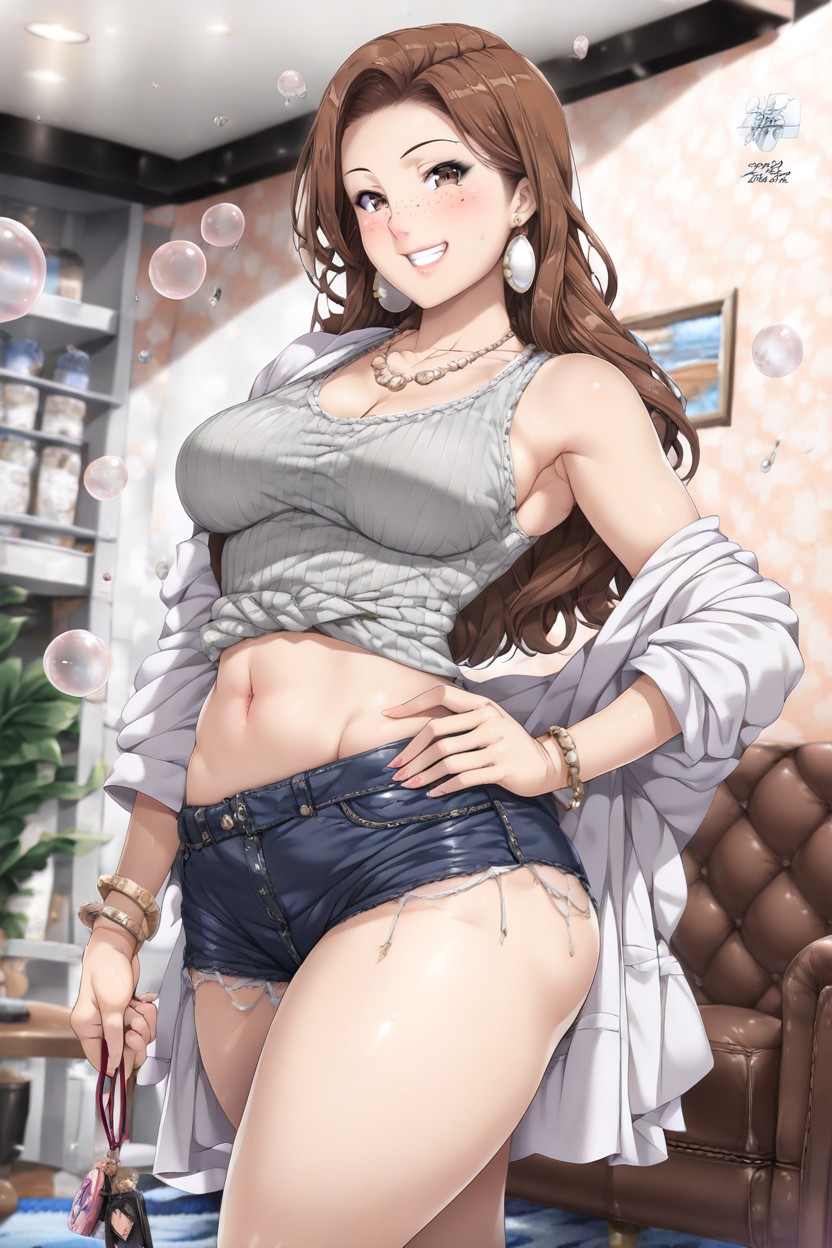 Navel Exposed, Smiling, Bubble Butt Hentai AI Porn