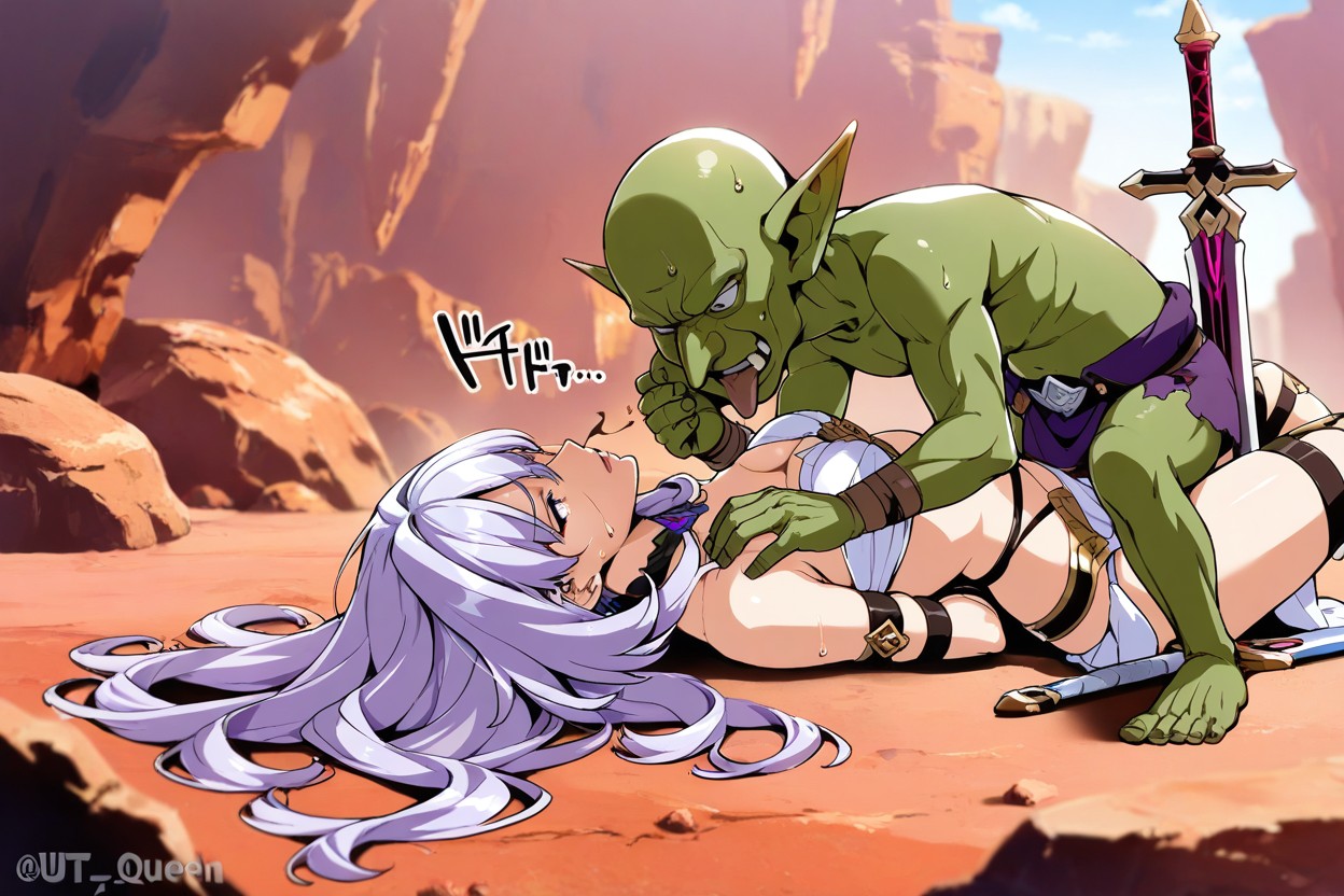 Face To Face, Shocked, Front Of Male Goblin Hentai AI Porn