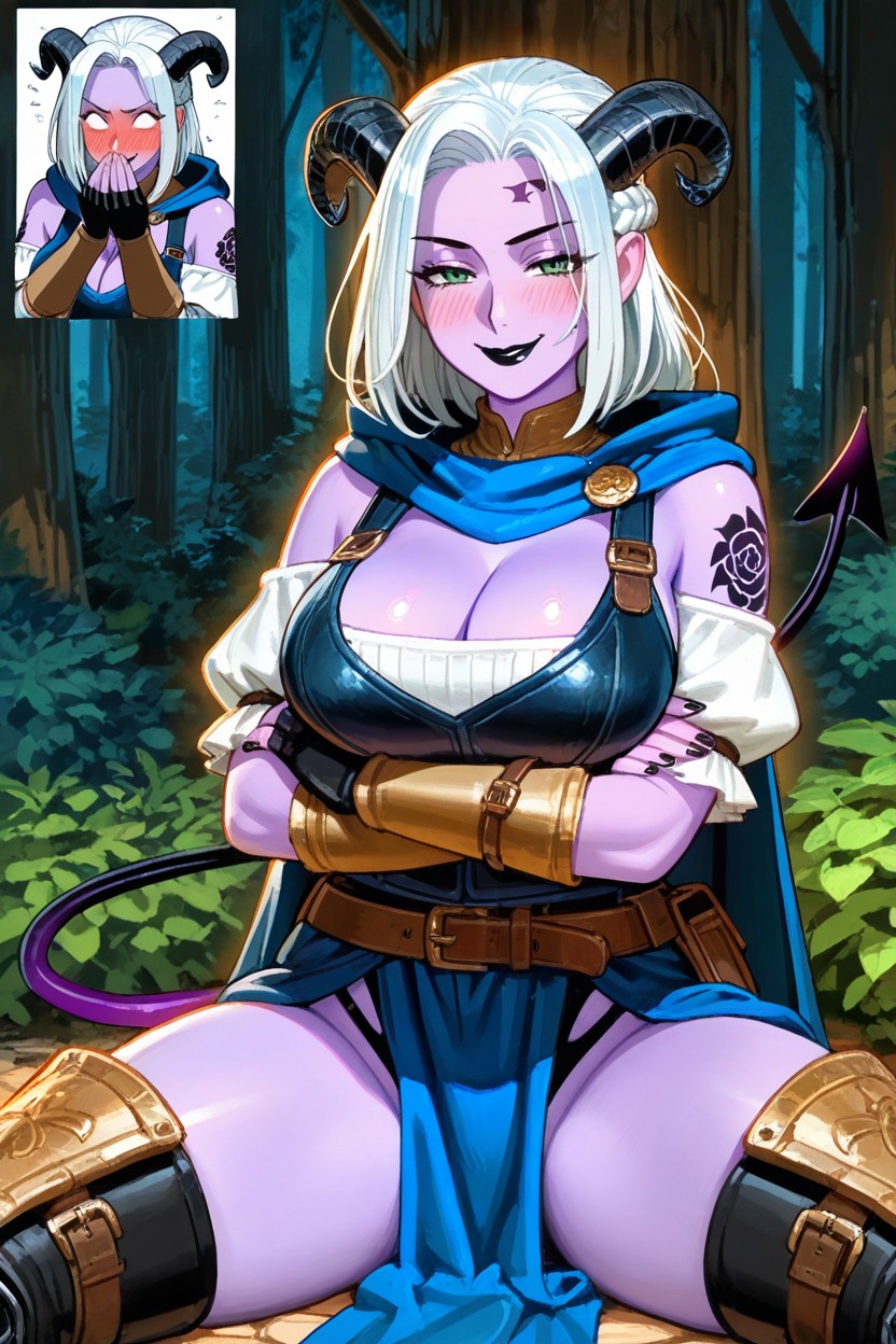 Slick Demon Tail, Forest, Rounded Breast Hentai AI Porn