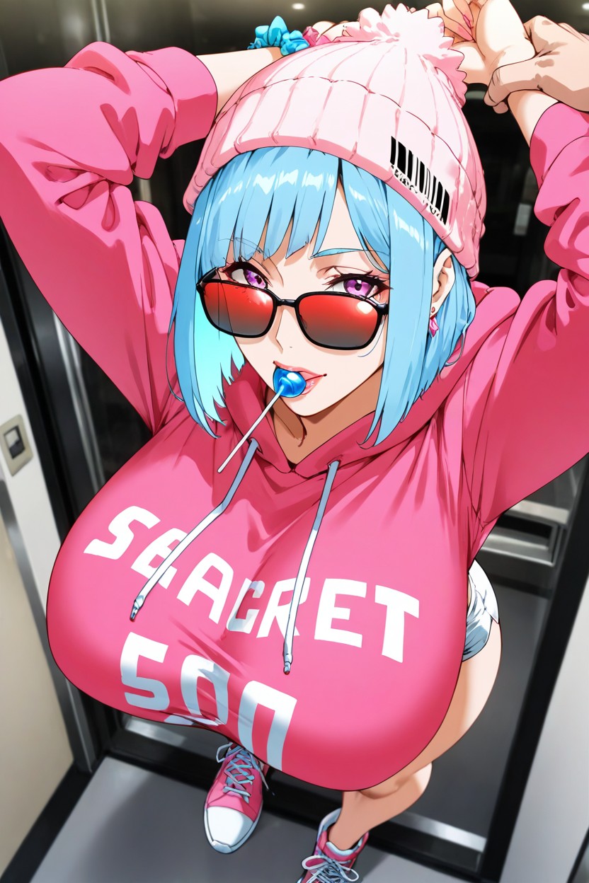 Huge Breast, Light Blue Inner Hair, New York Hentai AI Porn