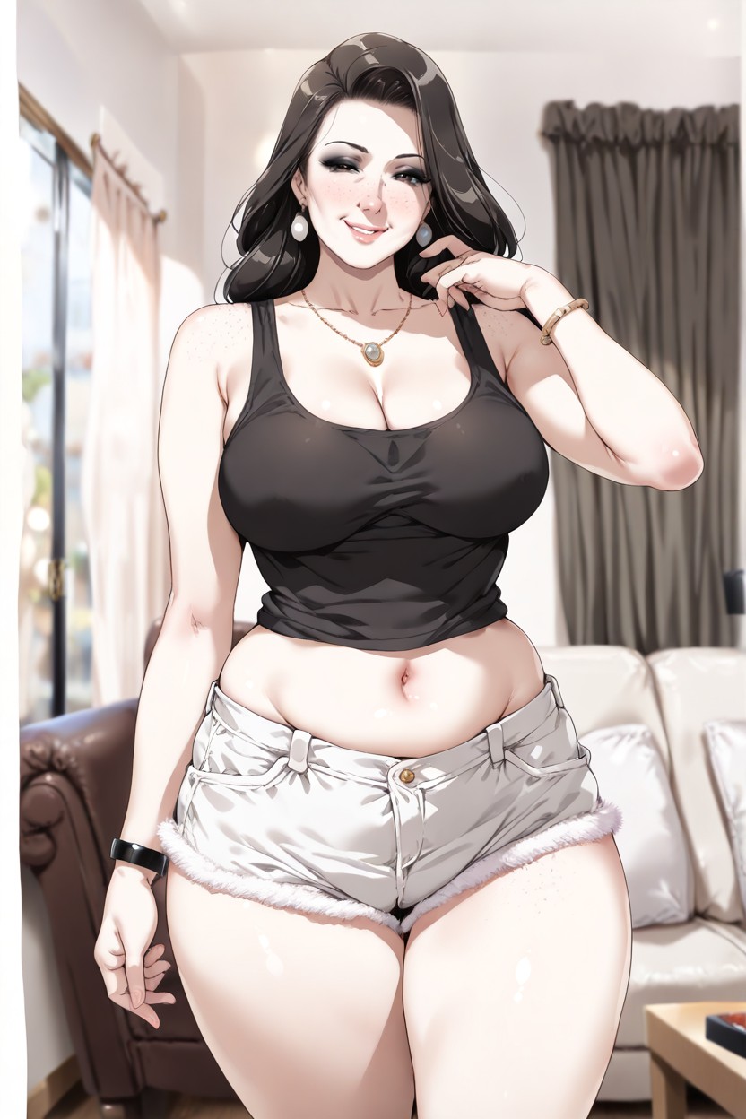 Tank Top, Heavy Black Eyeliner, Model Pose Hentai AI Porn