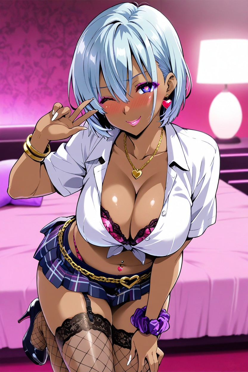 Dark Skin Woman, Gold Necklace, Gold Chain Belt Hentai AI Porn