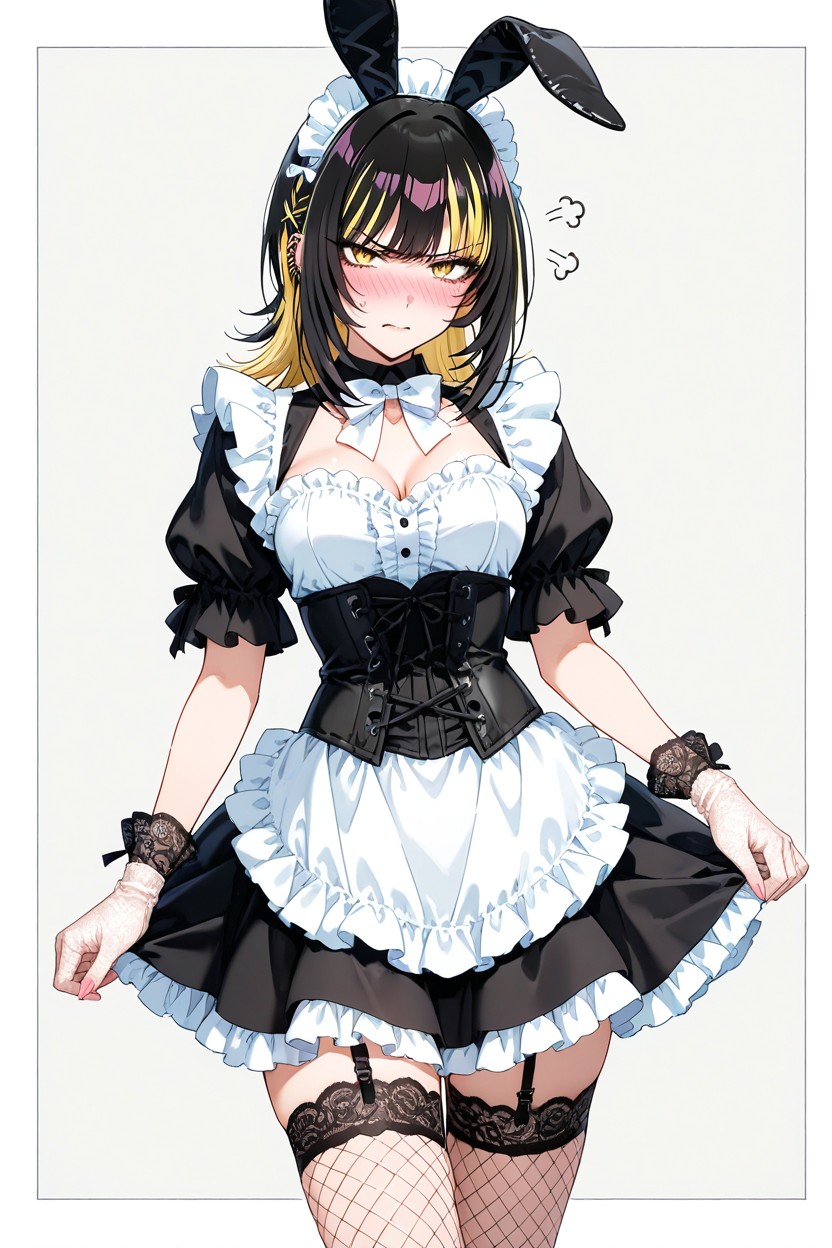 Bangs, Simple Background, Half Closed Eyes Hentai AI Porn