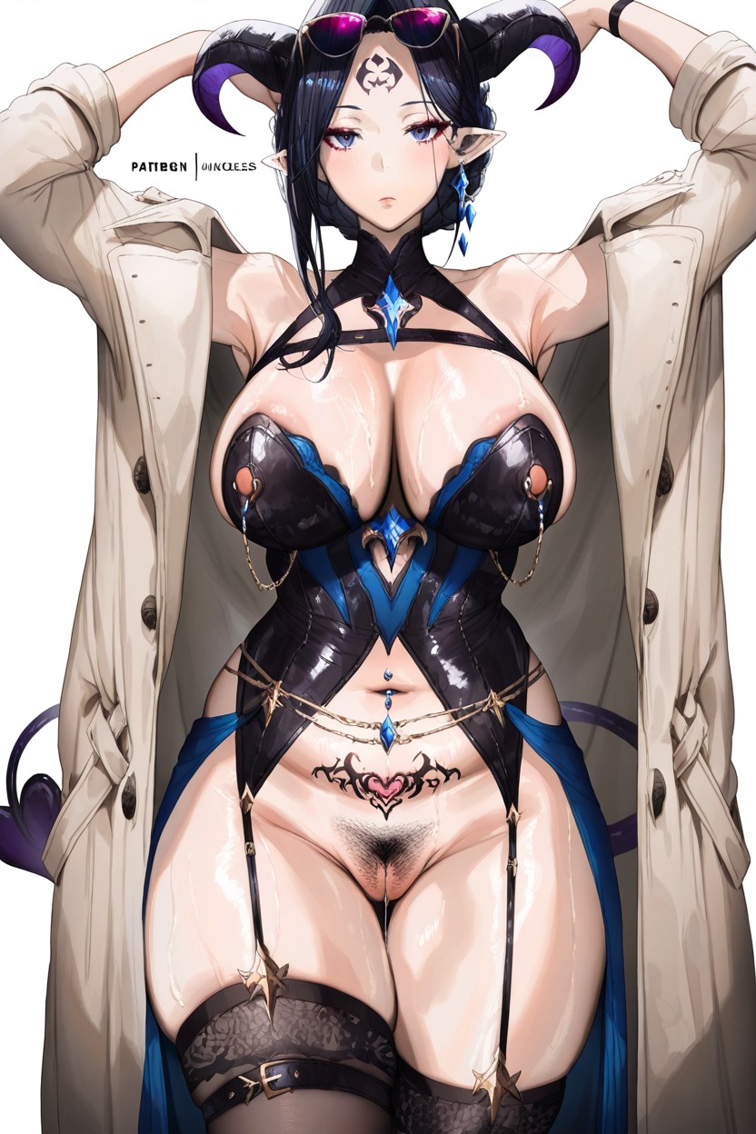 Black Womb Tattoo, Braids, White Background Hentai AI Porn