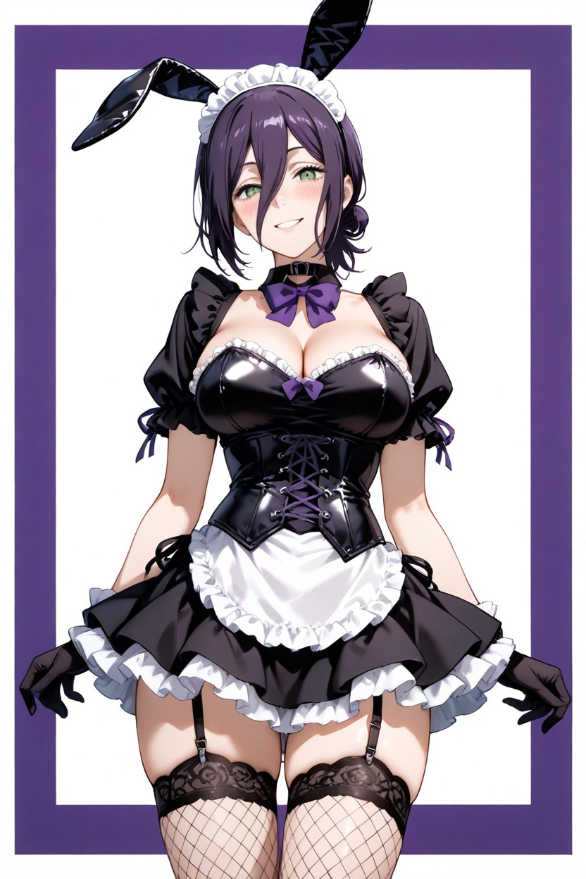 Pechos Medianos, White Border, Hair Ornament Hentai IA