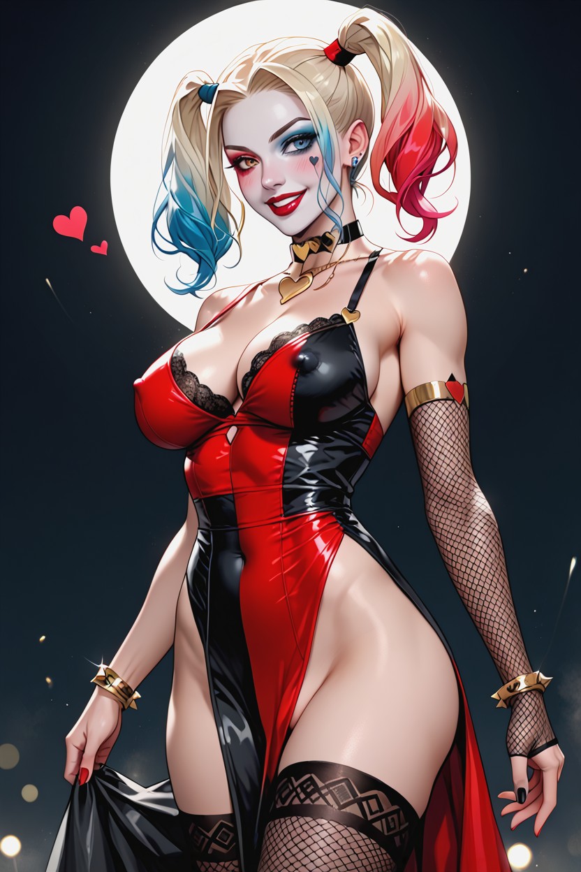 Beautiful Breasts, Arms At Her Sides, Black Coloured Background Hentai KI Porno