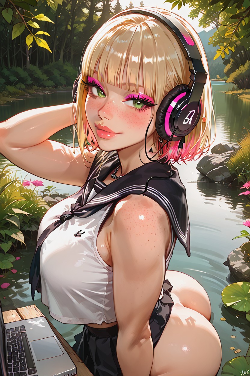 Straight Hair, Tank Top, Detailed Porno IA Hentai